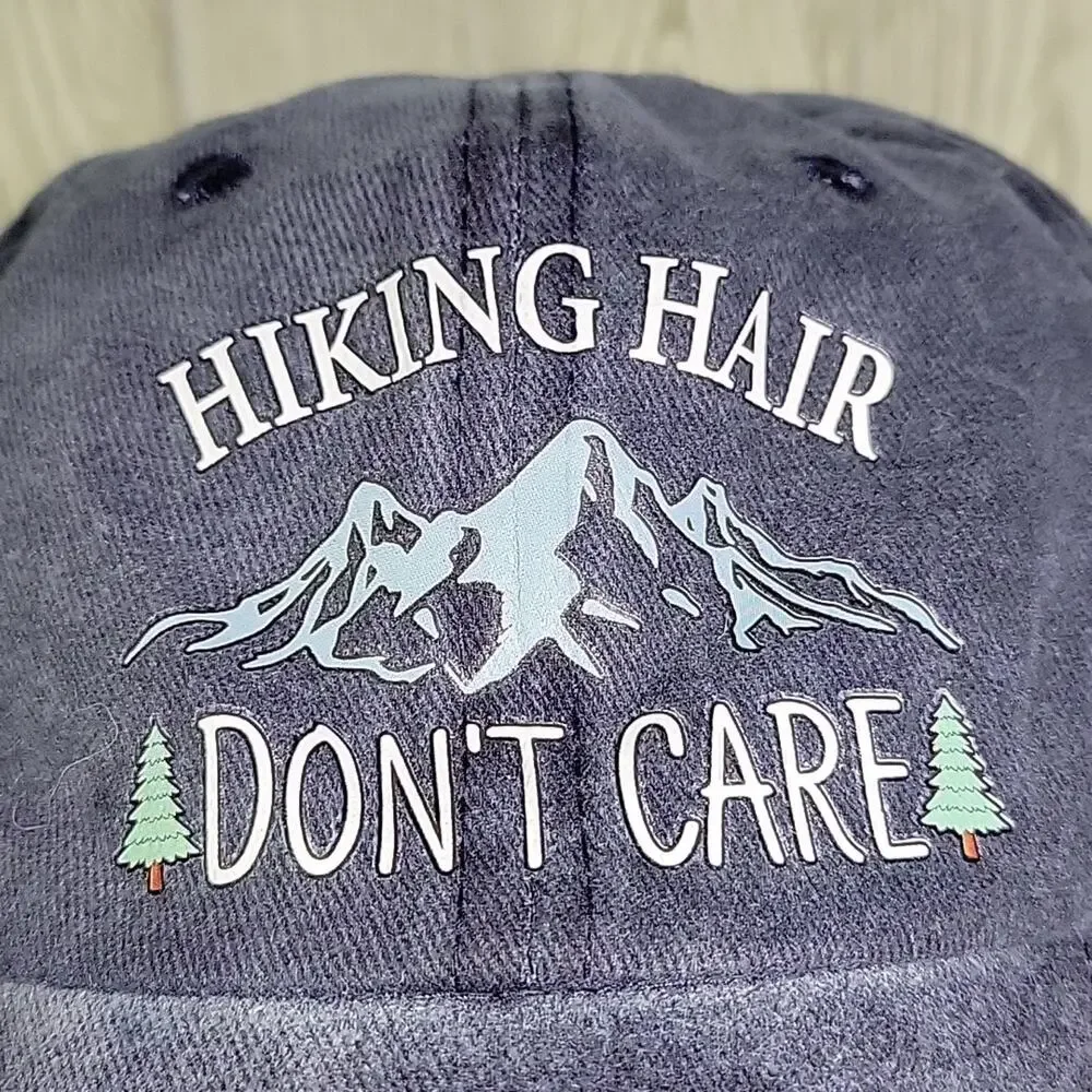 Hiking Hair Don't Care Blue Adjustable Cotton Hat